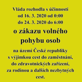 Karanténa na území celé ČR